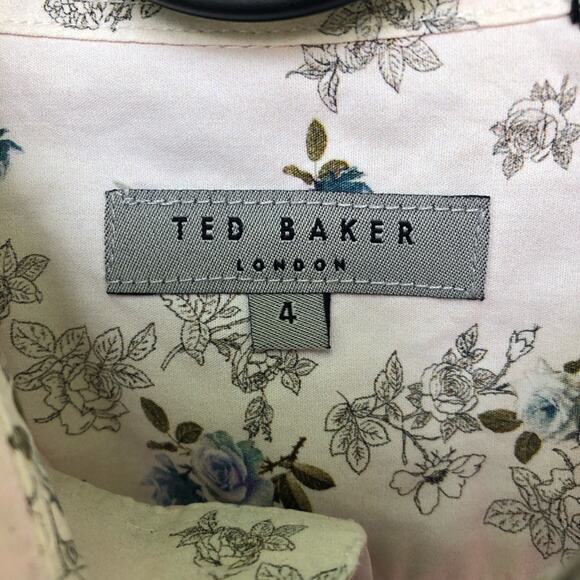 Ted Baker Short Light Pink Button Down Ikat Stripes 100% Cotton 4 US 12 - Picture 3 of 9